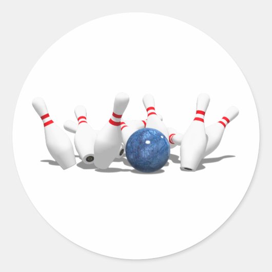 Strike. Bowling Ball & Pins: Ronde Sticker (Voorkant)