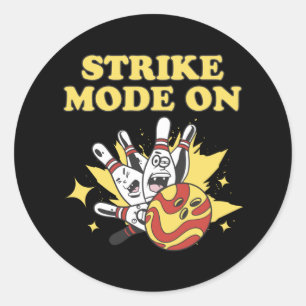 Strike Mode Bowling Player Bowling Gift Ronde Sticker