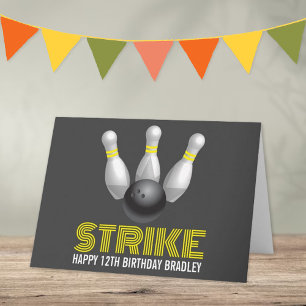 Strike! Moderne verjaardag voor bowlen Kaart