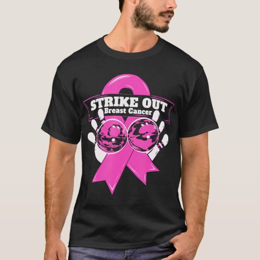Strike Out Borstkanker Awareness Bowling T-shirt (Voorkant)