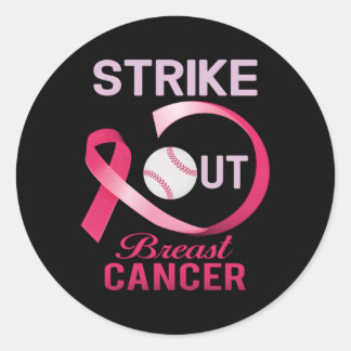 Strike out Borstkanker Baseball Cancer Awareness Ronde Sticker