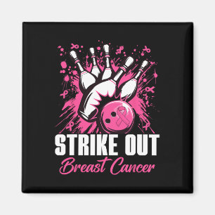Strike Out Borstkanker Bowling Pink Ribbon Vrouwen Magneet