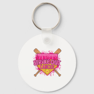 Strike Out Borstkanker Warrior Softbal Drip Home Sleutelhanger