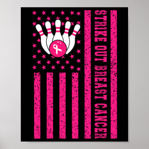 Strike Out Bowling Ribbon Verenigde Staten Vlag Bo Poster
