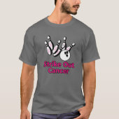 Strike Out Breast Cancer Bowling Pins roze lint T-shirt (Voorkant)