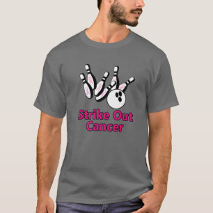 Strike Out Breast Cancer Bowling Pins roze lint T-shirt