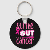 Strike Out Cancer Softball Ball Mammogram Pink Rib Sleutelhanger (Voorkant)