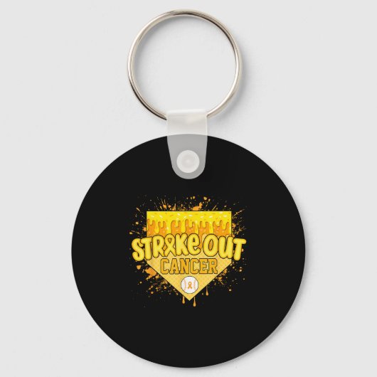 Strike Out Childhood Cancer Boys Baseball Drip Gol Sleutelhanger (Voorkant)