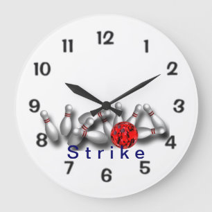Strike Red Ball Bowling Grote Klok