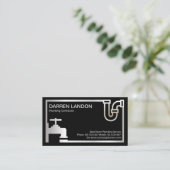 Strike Retro Silver Plumbing Icon Border Plumber Visitekaartje (Staand voorkant)
