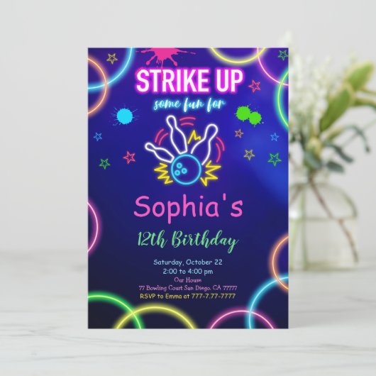 STRIKE UP Bowling Uitnodiging (Staand voorkant)