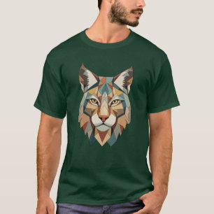 Strikende Kleurrijke Geometrische Lynx Gezicht T-shirt