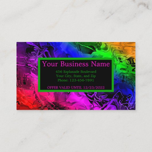 Strikende moderne regenboog iriserende kleuren kortingskaartje (Achterkant)