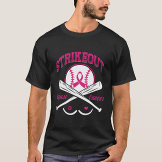 Strikeout Borstkanker Awareness Baseball Bat Bal T-shirt