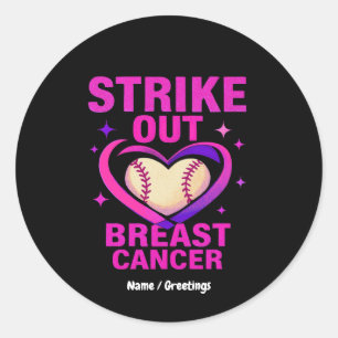 Strikeout borstkanker bewustzijn huiselijk geweld ronde sticker
