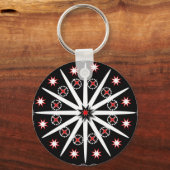 Striking black red grey and white patterned     ke sleutelhanger (Achterkant)