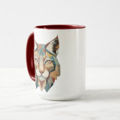 Striking Colorful Geometric Lynx Face Mok (Voorkant links)