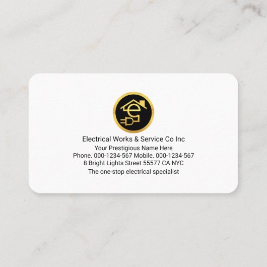 Striking Electrical Lightning Powers Home Circuit Visitekaartje (Achterkant)