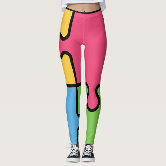 Striking Jigsaw-patroon Leggings (Voorkant)