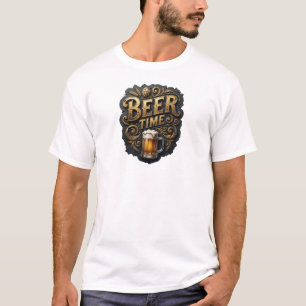 Striking Orange BIERTIJD Draagbare Kunst T-shirt
