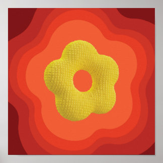 Striking Oranje Bloem Kunst Poster - Vierkant Desi