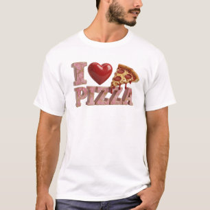 Striking Roze I LOVE PIZZA Draagbare Kunst T-shirt