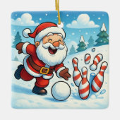 Striking Santa Bowling Candy Cane Lane Personalize Keramisch Ornament (Voorkant)