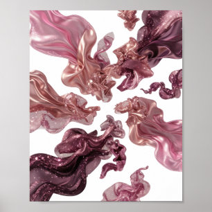 Striking Zilveren FLYING FABRIC Design Poster