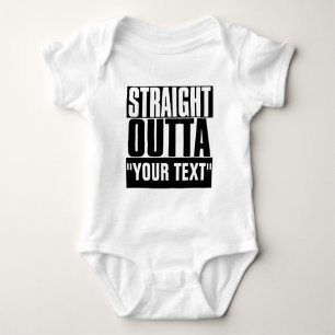 STRIKT OUTTA "JOUW TEKST" CUSTOM BABY BODYSUIT