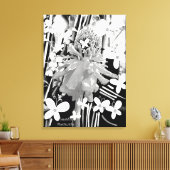 Strikt zwart en wit glas wonder bloem canvas afdruk (Insitu (Woonkamer))