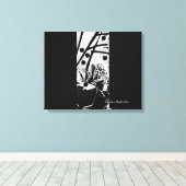 Strikt zwart-wit band uitgerekt canvas Print (Insitu (Houten vloer))