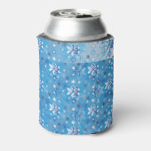 Strikte blauwe en witte sterren en sneeuwvlokken blikjeskoeler (Blikje Achterkant)