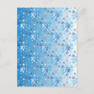 Strikte blauwe en witte sterren en sneeuwvlokken briefkaart