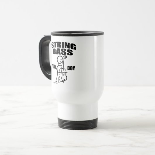 String Bass Jouer Garçon Voyage Mug (Devant gauche)