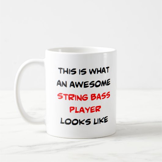 string bass player, geweldige koffiemok (Links)