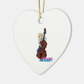String Bass Player Girl - Light/Blonde Keramisch Ornament (Links)