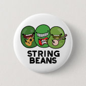 String Beans Grappige Plantaardige Pun Ronde Button 5,7 Cm (Voorkant)