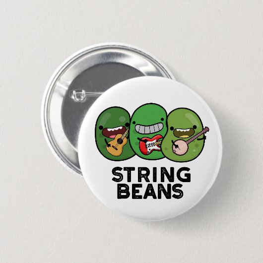 String Beans Grappige Plantaardige Pun Ronde Button 5,7 Cm (Voorkant /achterkant)