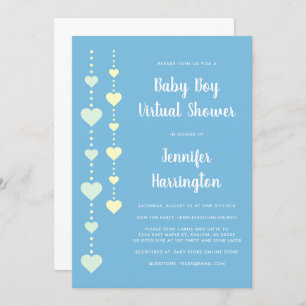 String Heest Blue Yellow Mint Virtual Baby shower Kaart