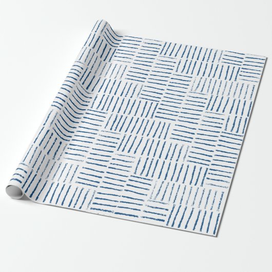 String Herringbone - klassiek blauw Cadeaupapier (Uitgerold)