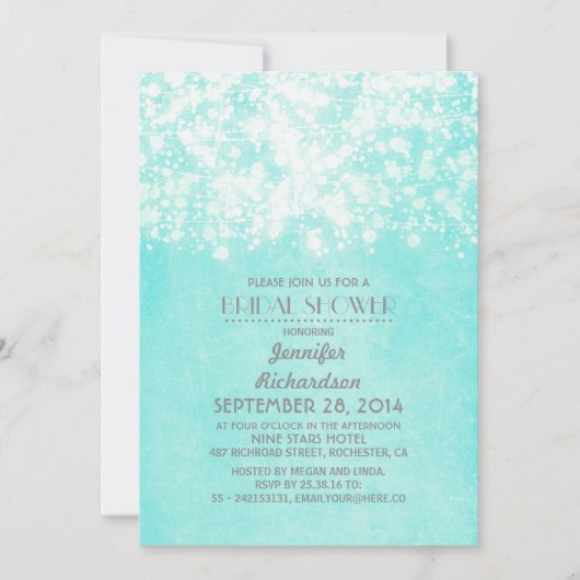 String licht blauw vrijgezellenfeest kaart (Voorkant)