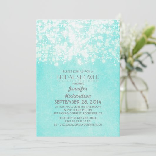 String licht blauw vrijgezellenfeest kaart (Staand voorkant)