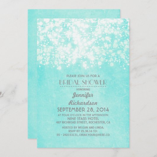 String licht blauw vrijgezellenfeest kaart (Voorkant / Achterkant)