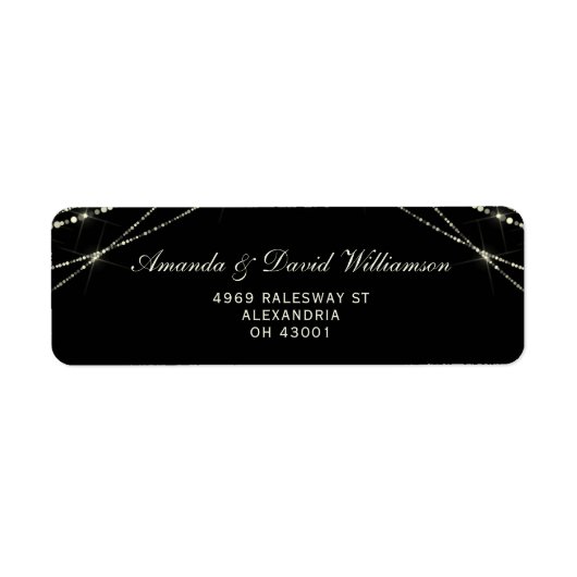 String Licht Elegant Zwart Adres Etiket (Voorkant)