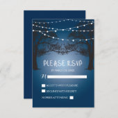 String licht en boom moderne RSVP trouwkaart (Voorkant / Achterkant)
