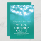 String lichten blauwgroen blauw elegante bruiloft  kaart (Voorkant / Achterkant)