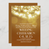 String lichten geel elegante bruiloft uitnodiginge kaart (Voorkant / Achterkant)