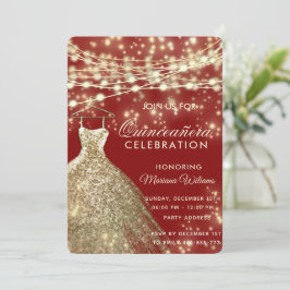 String lichten goud rood glitter jurk uitnodiging