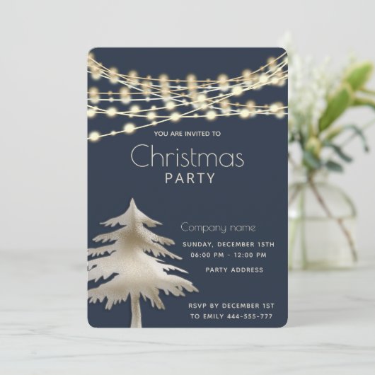 string lichten gouden corporate kerstfeest kaart (Staand voorkant)