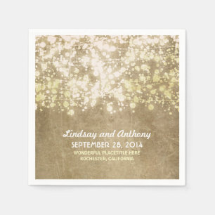 String lichten  gouden glitter papier servetten